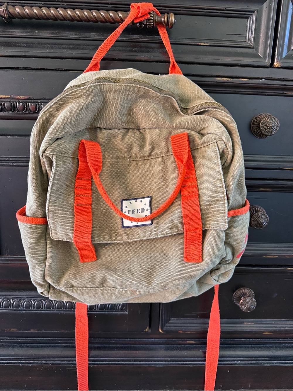 FEED + Target - Vintage Target Collection. Canvas Backpack with Orange Accents